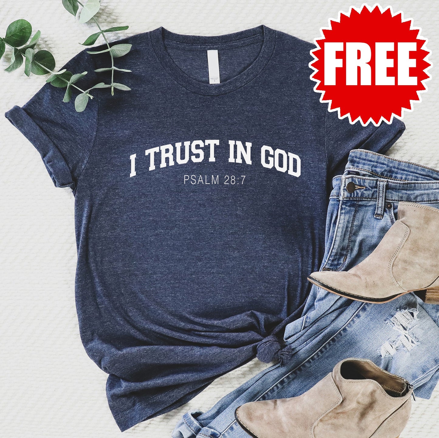 I Trust in God Tee - Heather Navy - 0