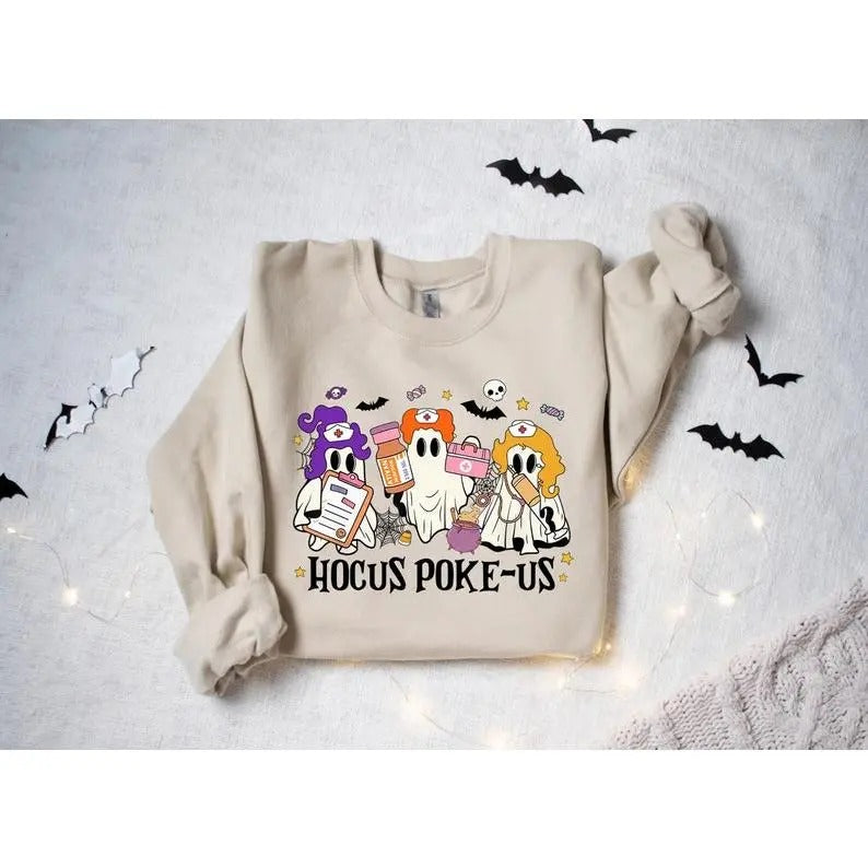 Hocus Poke-us Witch Nurse Halloween Shirt, Medical Lab Tech Halloween Shirt, ER Crew Shirt, Spooky Health Professional Shirt, Hocus Poke-us