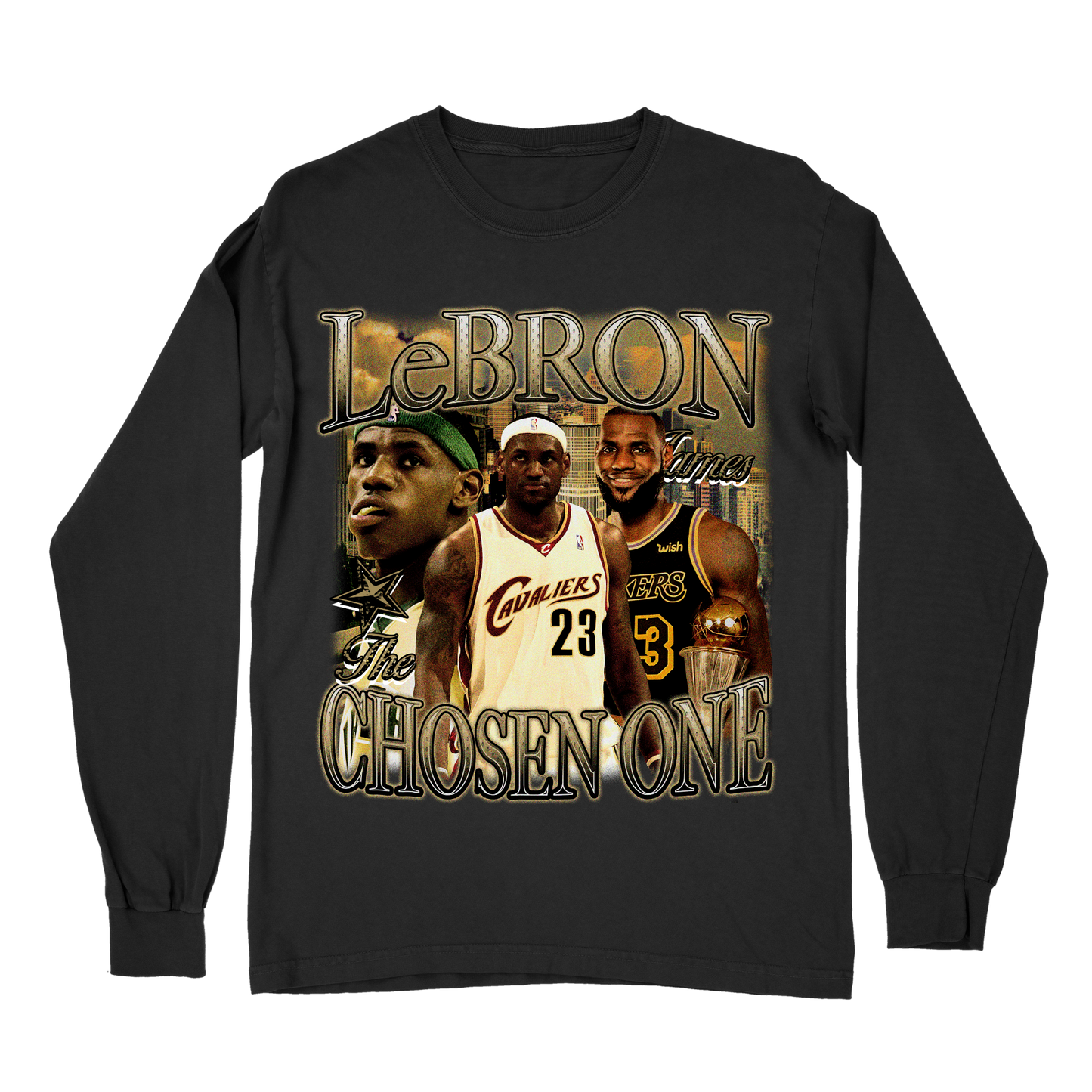 LeBron James Graphic Long Sleeve – The Chosen One Vintage Basketball Shirt – Rare Streetwear for NBA Fans