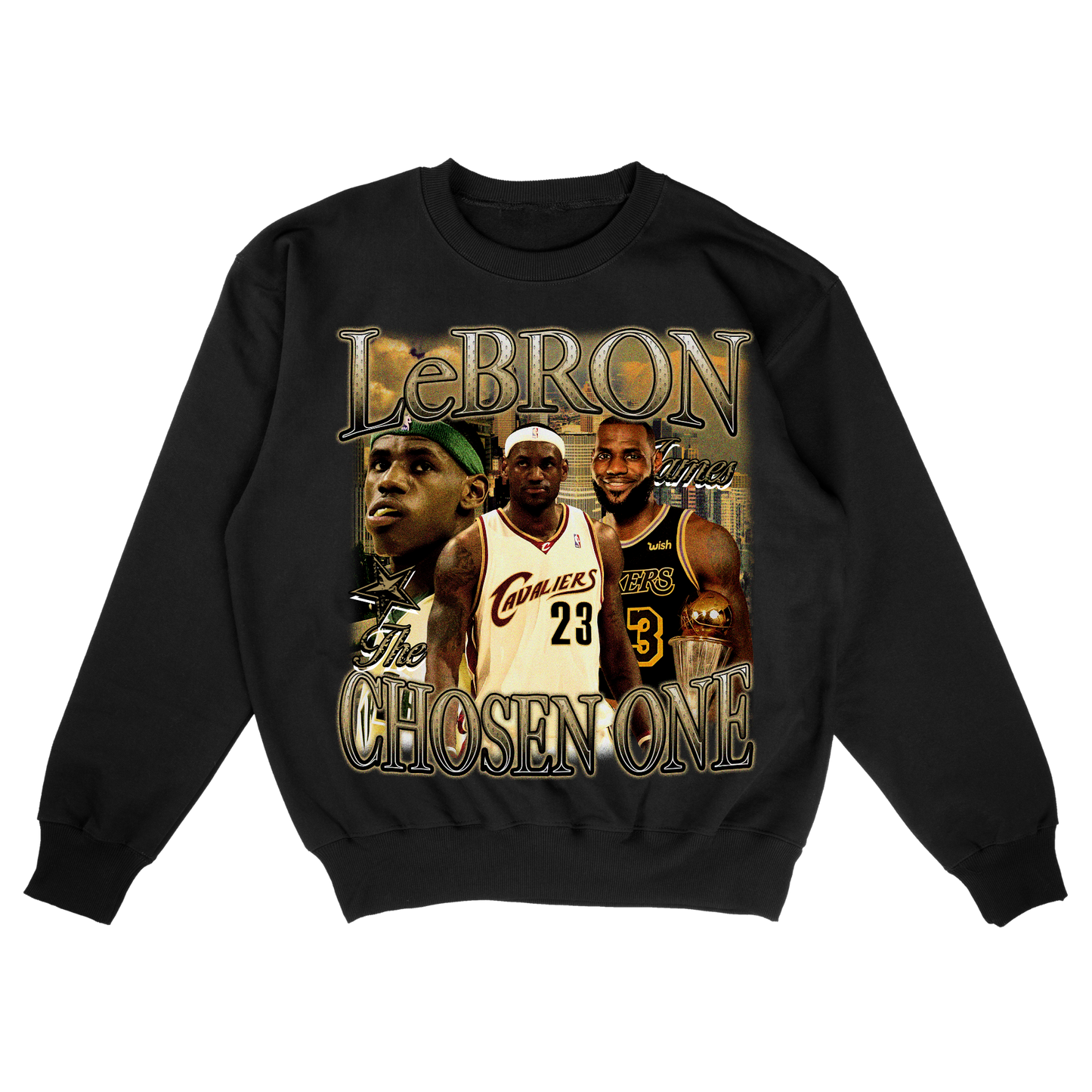 LeBron James Graphic Sweatshirt – The Chosen One Vintage Basketball Pullover – Rare Streetwear for NBA Fans