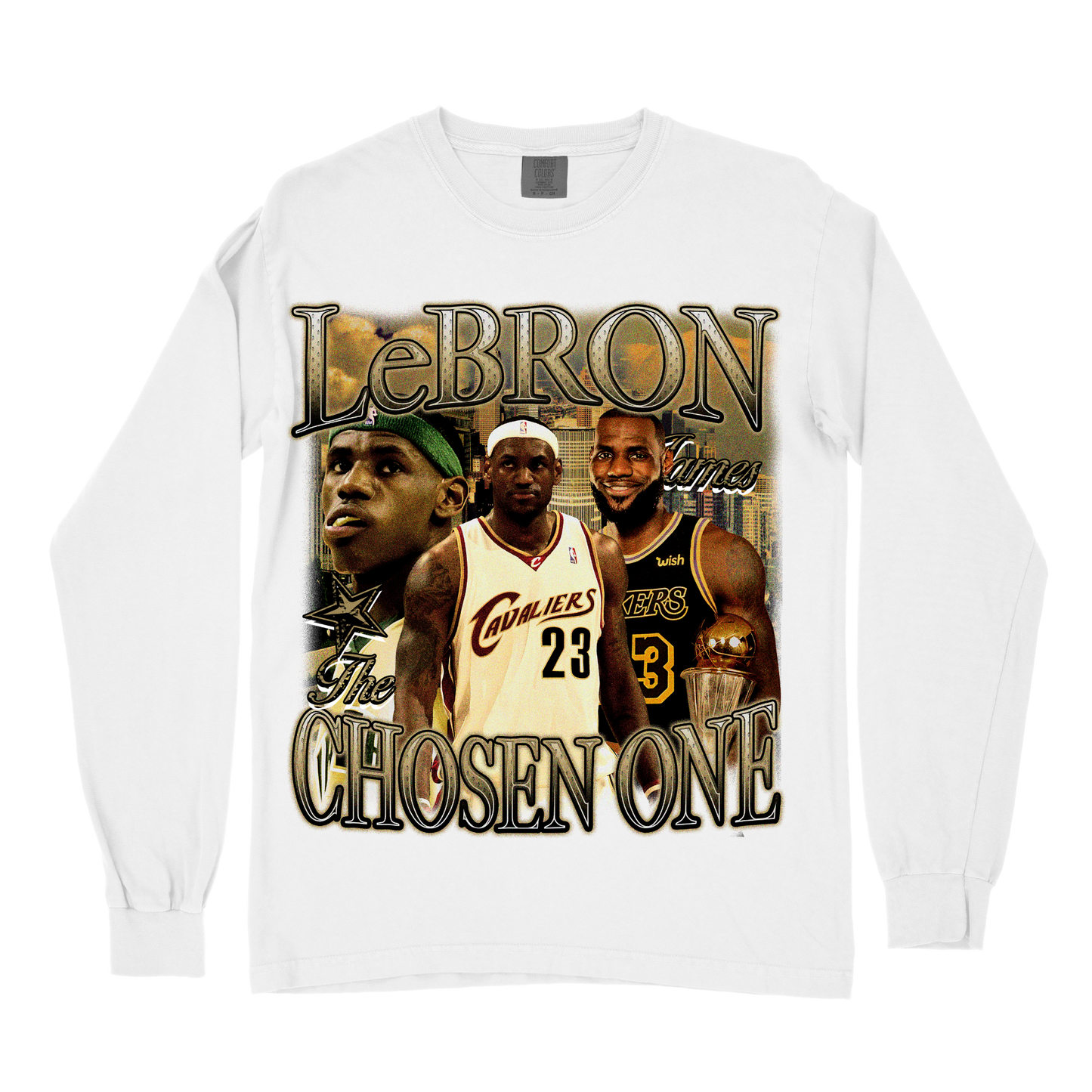 LeBron James Graphic Long Sleeve – The Chosen One Vintage Basketball Shirt – Rare Streetwear for NBA Fans