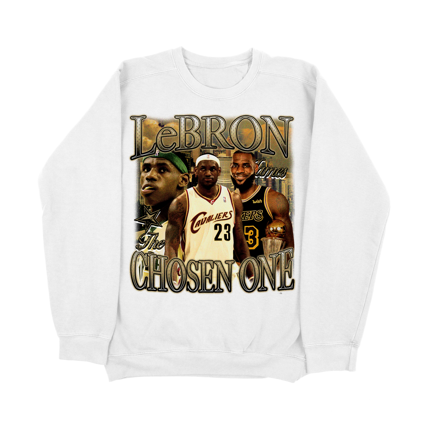 LeBron James Graphic Sweatshirt – The Chosen One Vintage Basketball Pullover – Rare Streetwear for NBA Fans