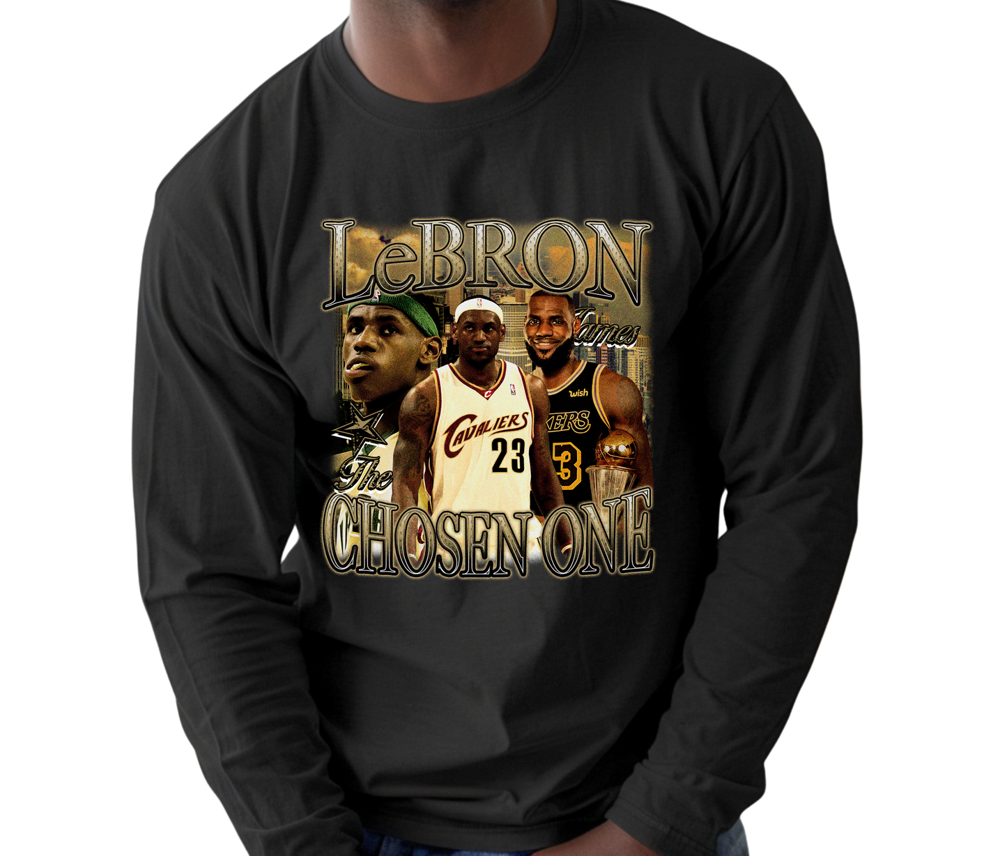 LeBron James Graphic Long Sleeve – The Chosen One Vintage Basketball Shirt – Rare Streetwear for NBA Fans