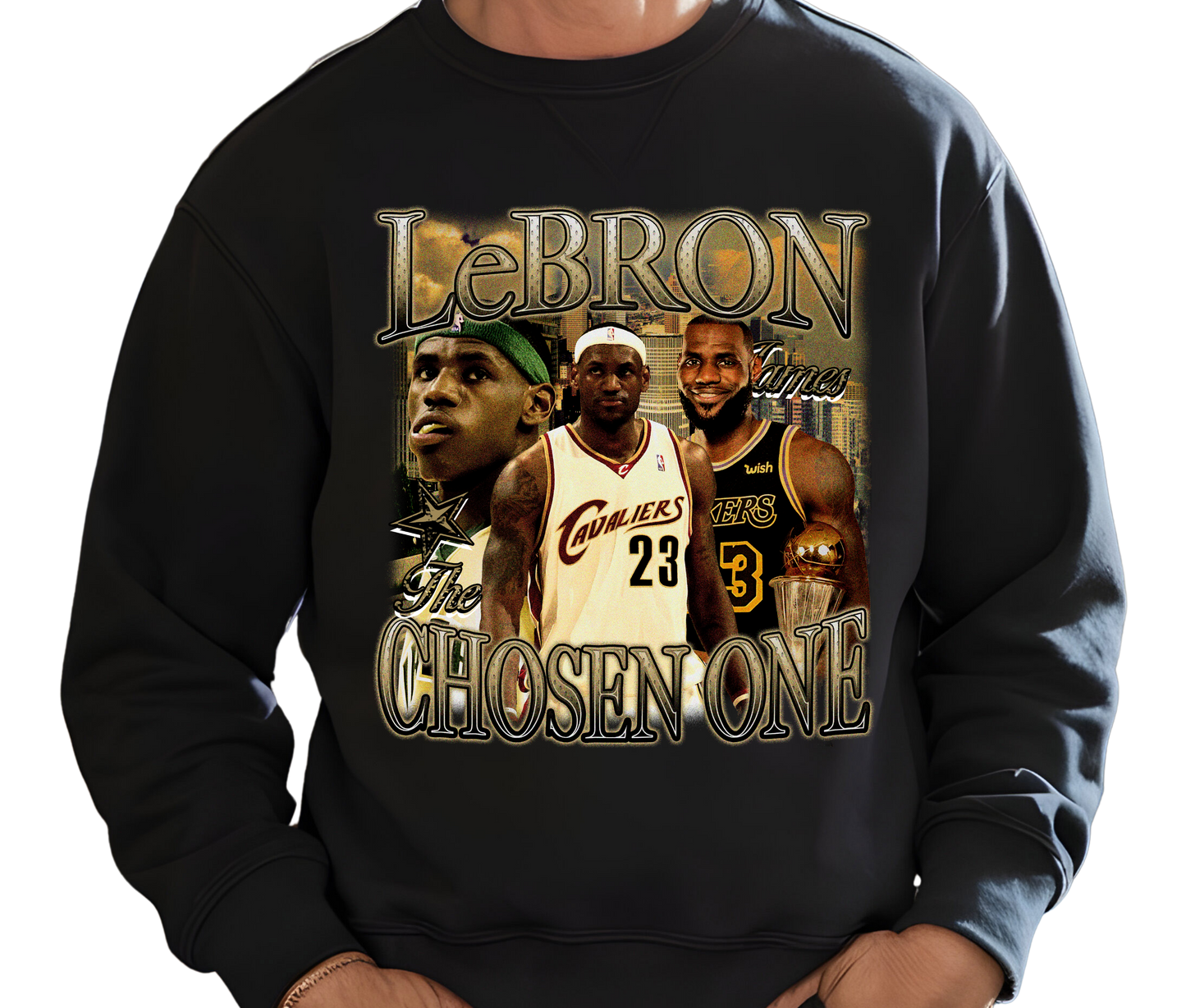 LeBron James Graphic Sweatshirt – The Chosen One Vintage Basketball Pullover – Rare Streetwear for NBA Fans