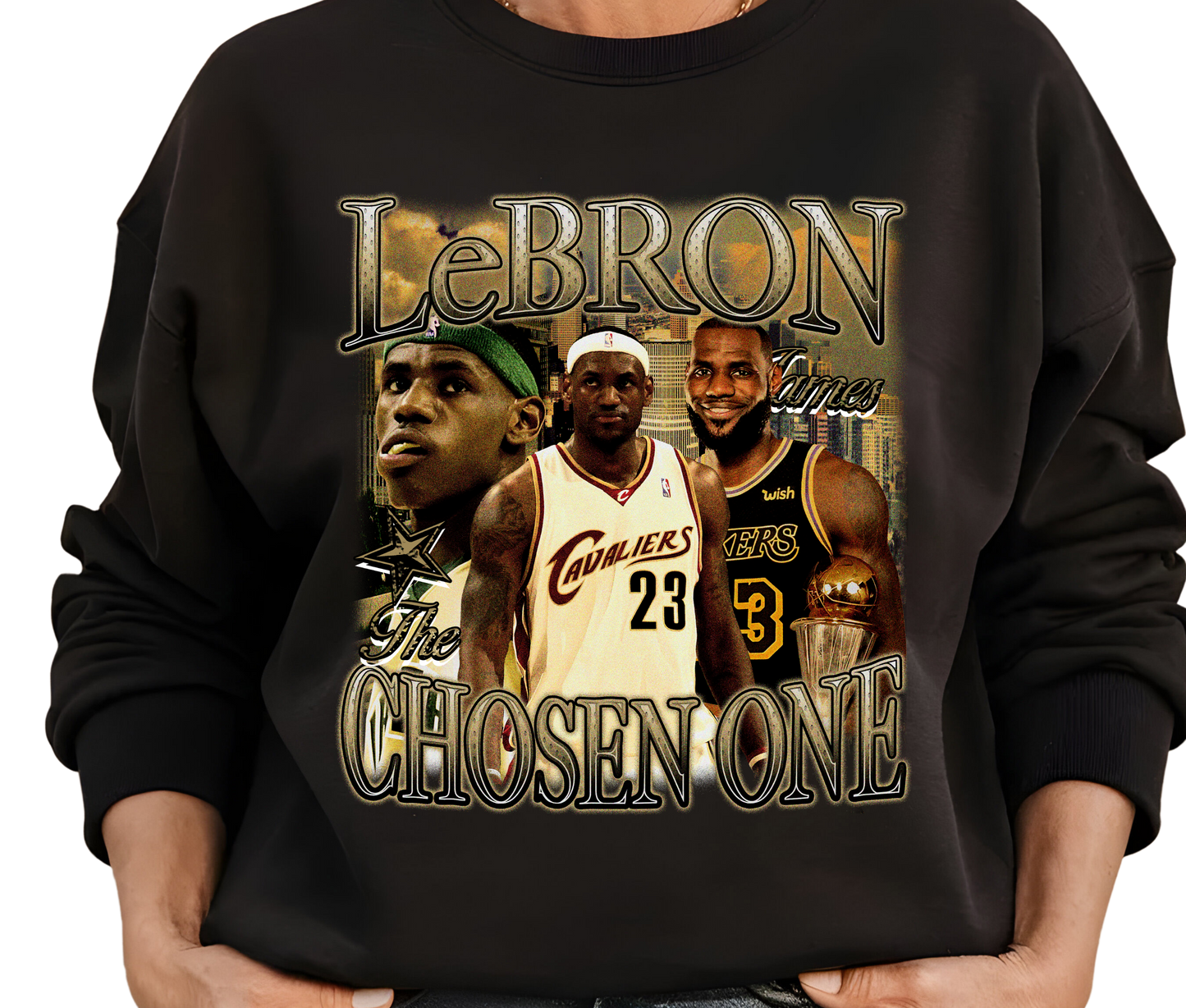 LeBron James Graphic Sweatshirt – The Chosen One Vintage Basketball Pullover – Rare Streetwear for NBA Fans