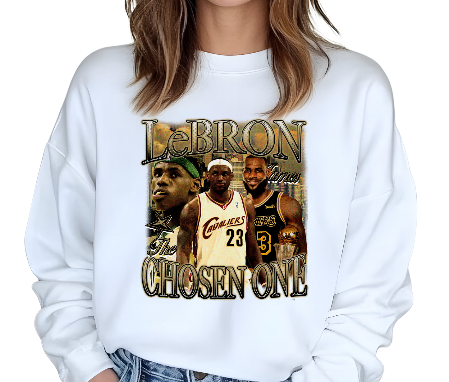 LeBron James Graphic Sweatshirt – The Chosen One Vintage Basketball Pullover – Rare Streetwear for NBA Fans