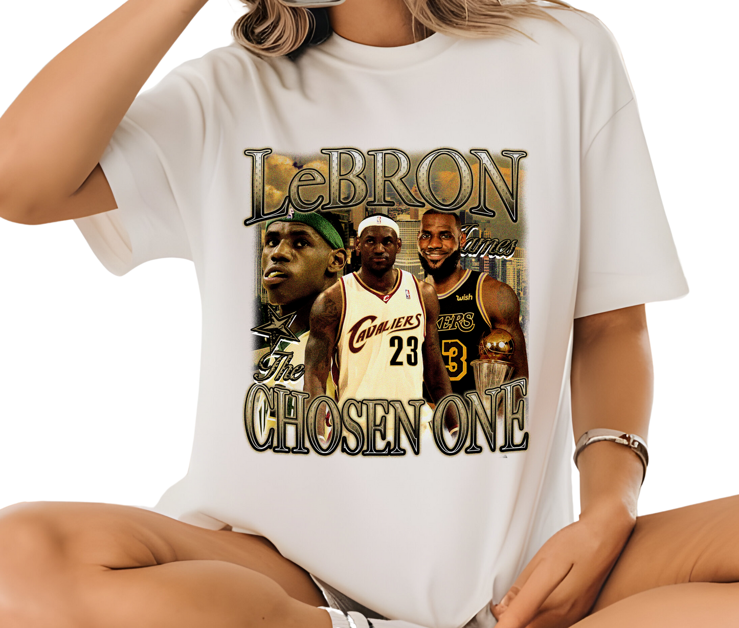 LeBron James Graphic T-Shirt – The Chosen One Vintage Basketball Tee – Rare Streetwear for NBA Fans