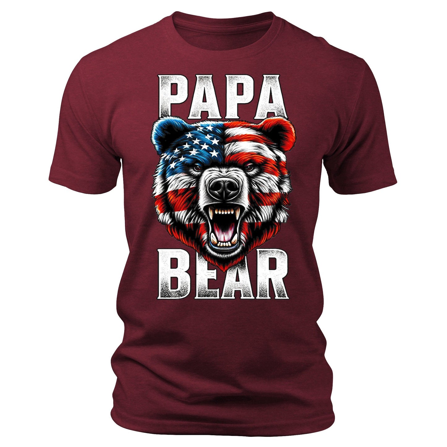 Papa Bear Shirt Dad Patriotic Short Sleeve Crewneck Graphic Tees