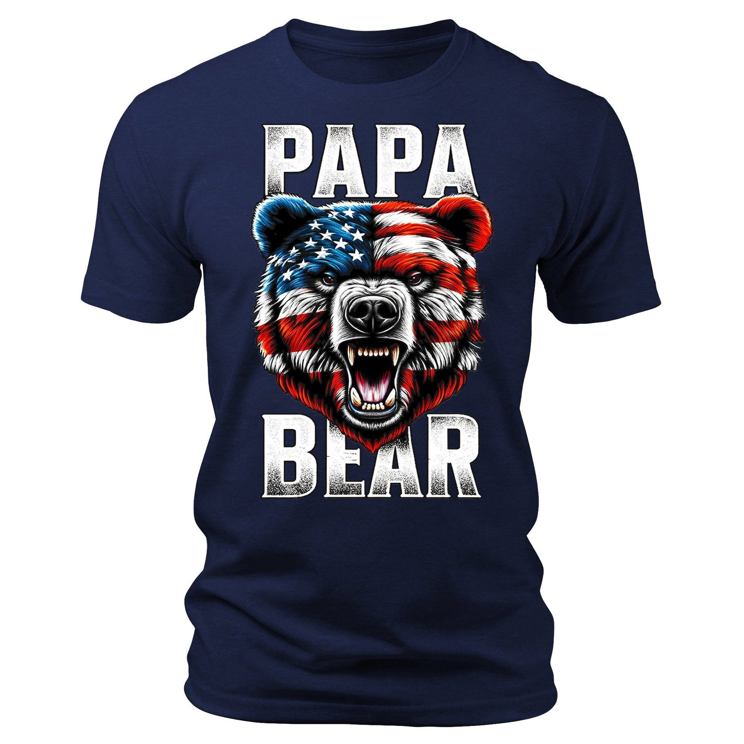 Papa Bear Shirt Dad Patriotic Short Sleeve Crewneck Graphic Tees