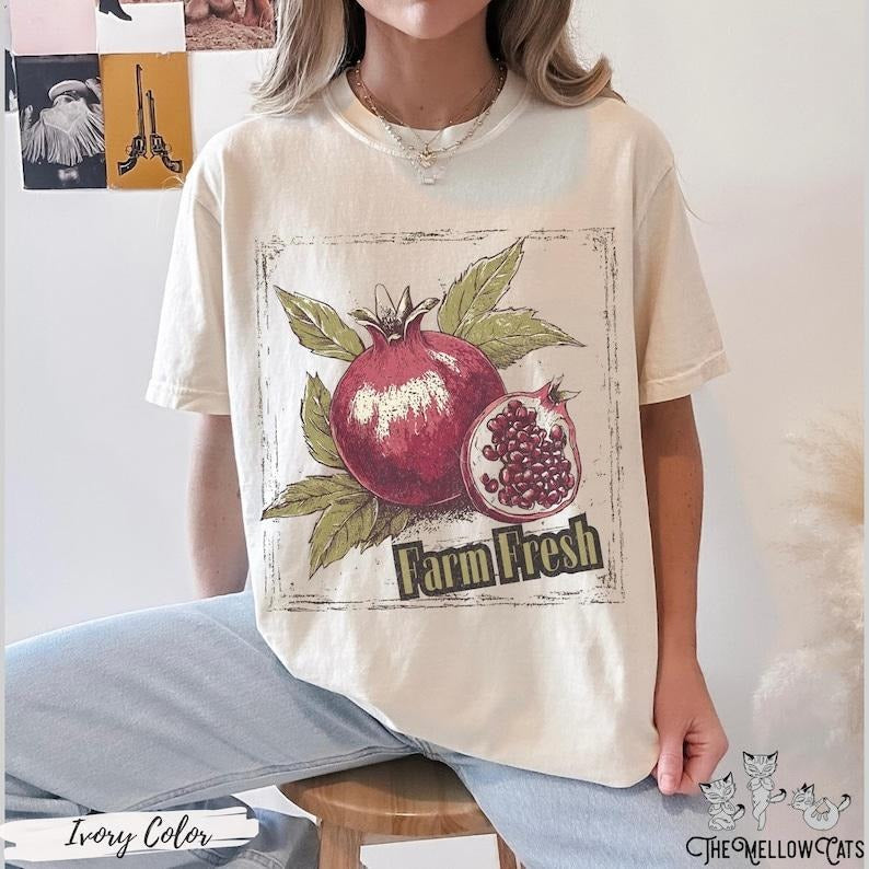Pomegranate shirt farmers market Pomegranates vintage fruit art garden gardener shirt hades and persephone greek mythology