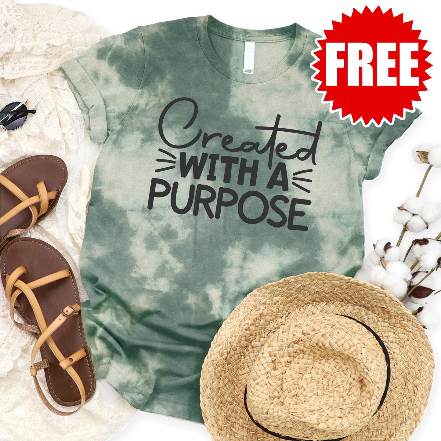 Created With A Purpose Tee - Sapphirine Tie Dye - 0