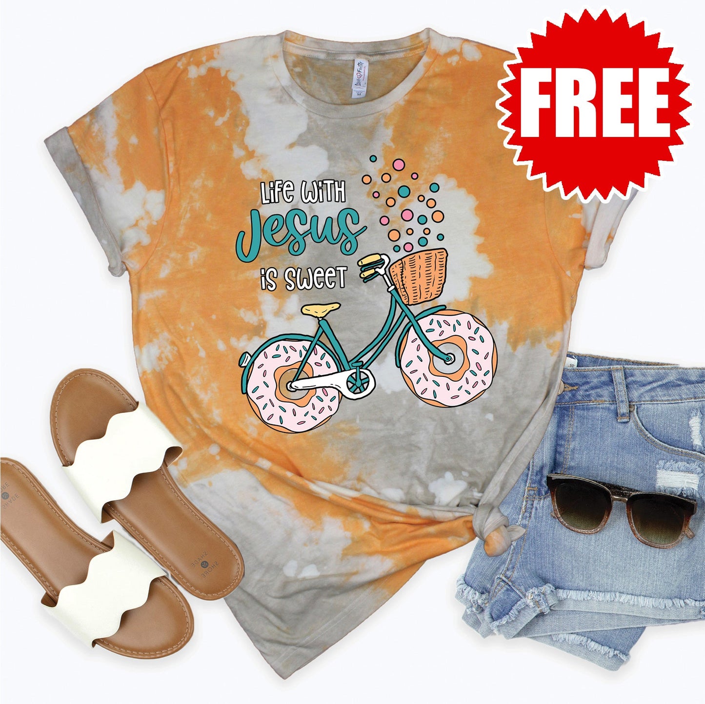 Life With Jesus Tee - Toast Splash Tie Dye - 0