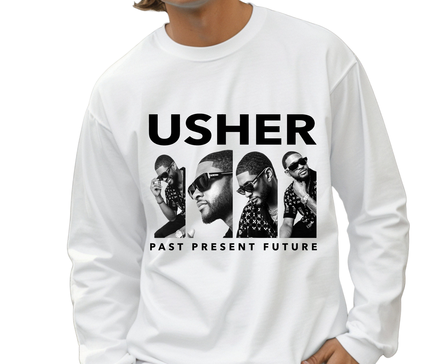 Usher Past Present Future Tour Long Sleeve T-Shirt – Rare Vintage R&B Streetwear Tee