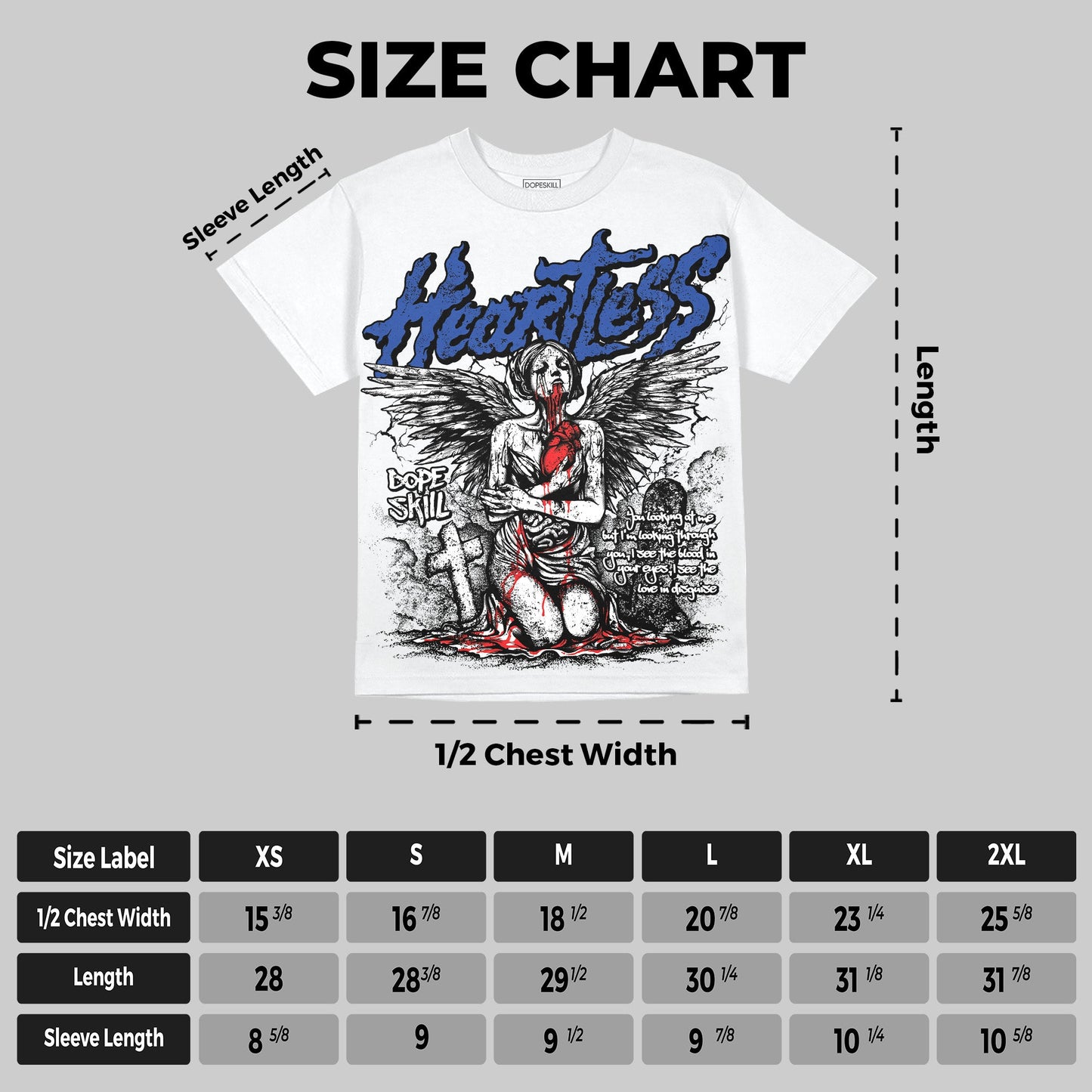Royal Blue Collection DopeSkill Oversize Print T-Shirt Heartless Graphic