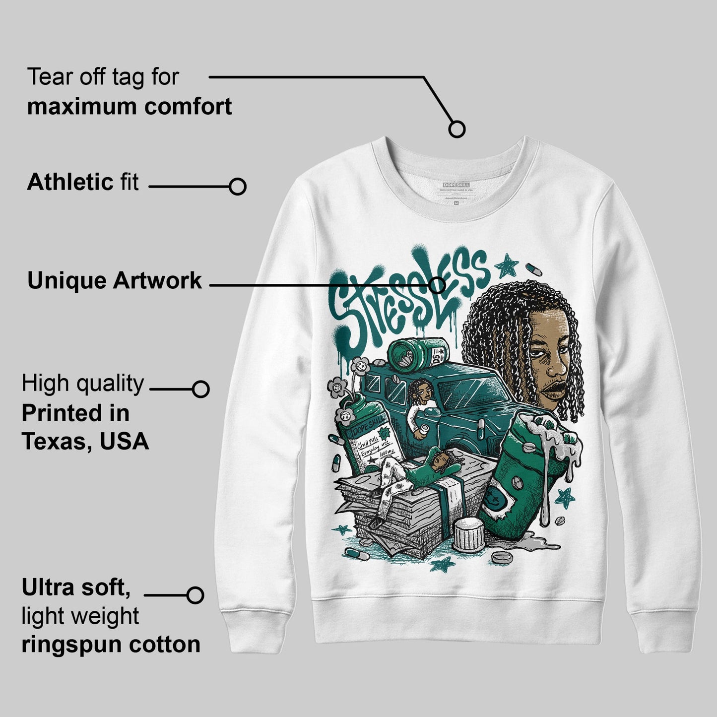 Gel 1130 White Dark Neptune DopeSkill Sweatshirt Stressless Graphic