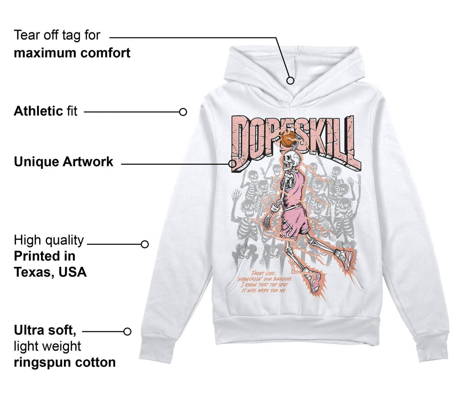 Legend Pink 11s DopeSkill Hoodie Sweatshirt Thunder Dunk Graphic