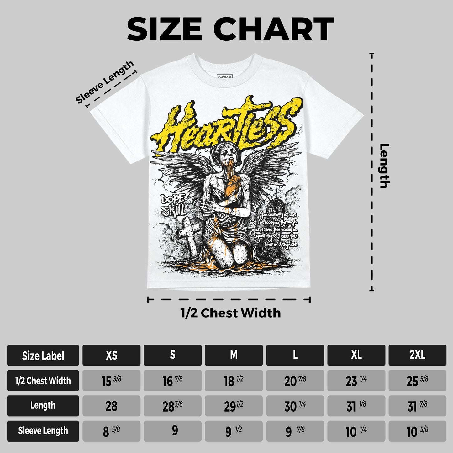 Yellow Ochre 6s DopeSkill Oversize Print T-Shirt Heartless Graphic