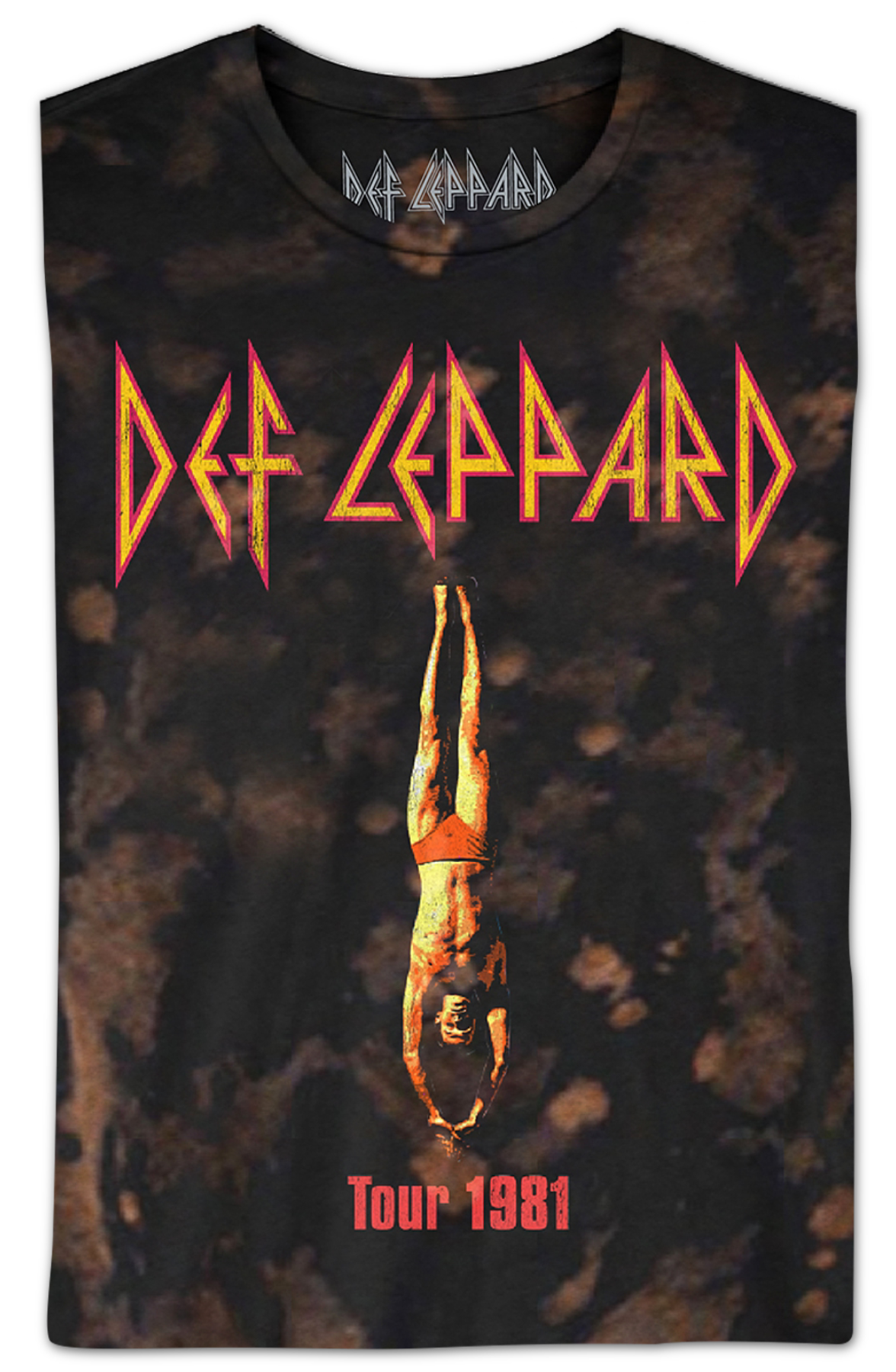 Bleached Tie Dye Tour 1981 Def Leppard T-Shirt