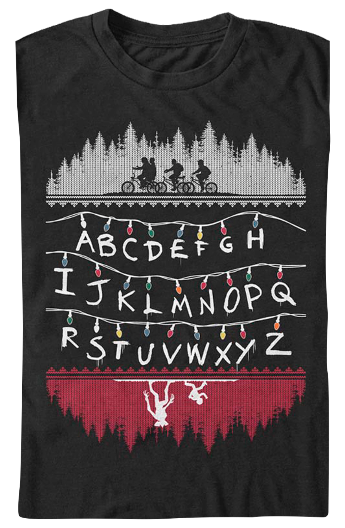 Faux Ugly Knit Christmas Lights Stranger Things T-Shirt