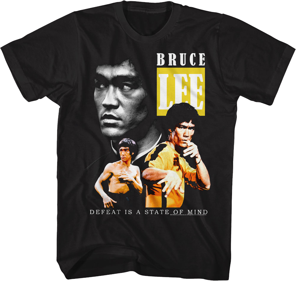 Defeat Is A State Of Mind Collage Bruce Lee T-Shirt