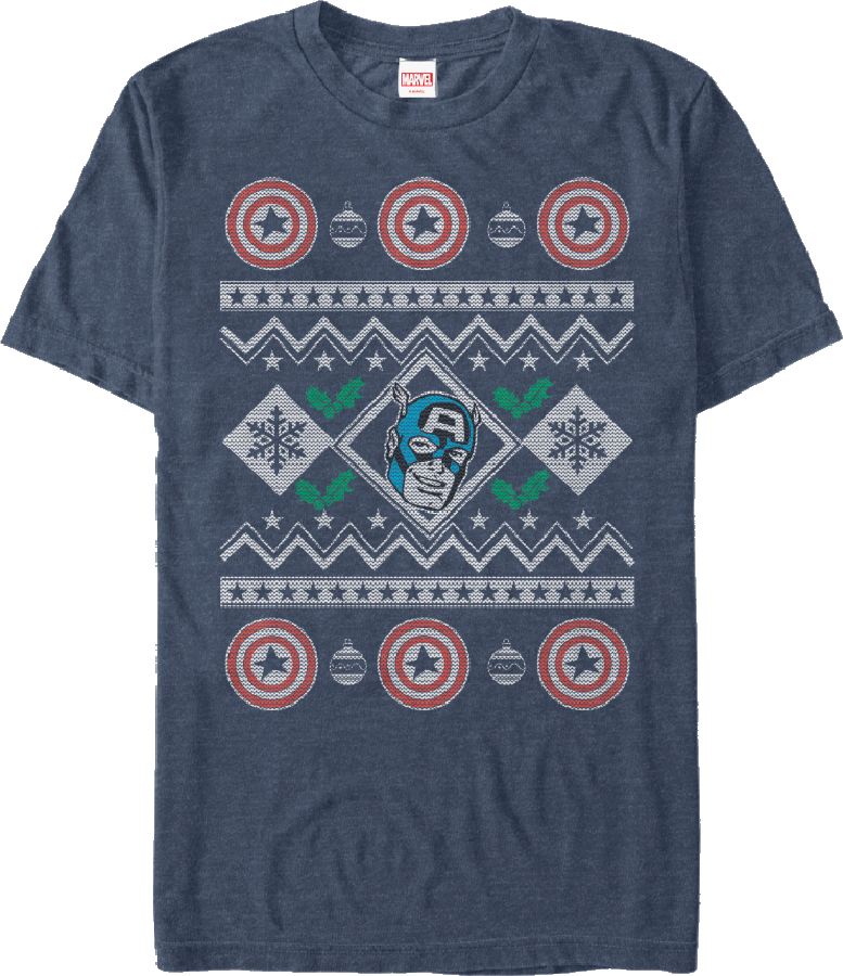 Faux Ugly Christmas Sweater Captain America T-Shirt
