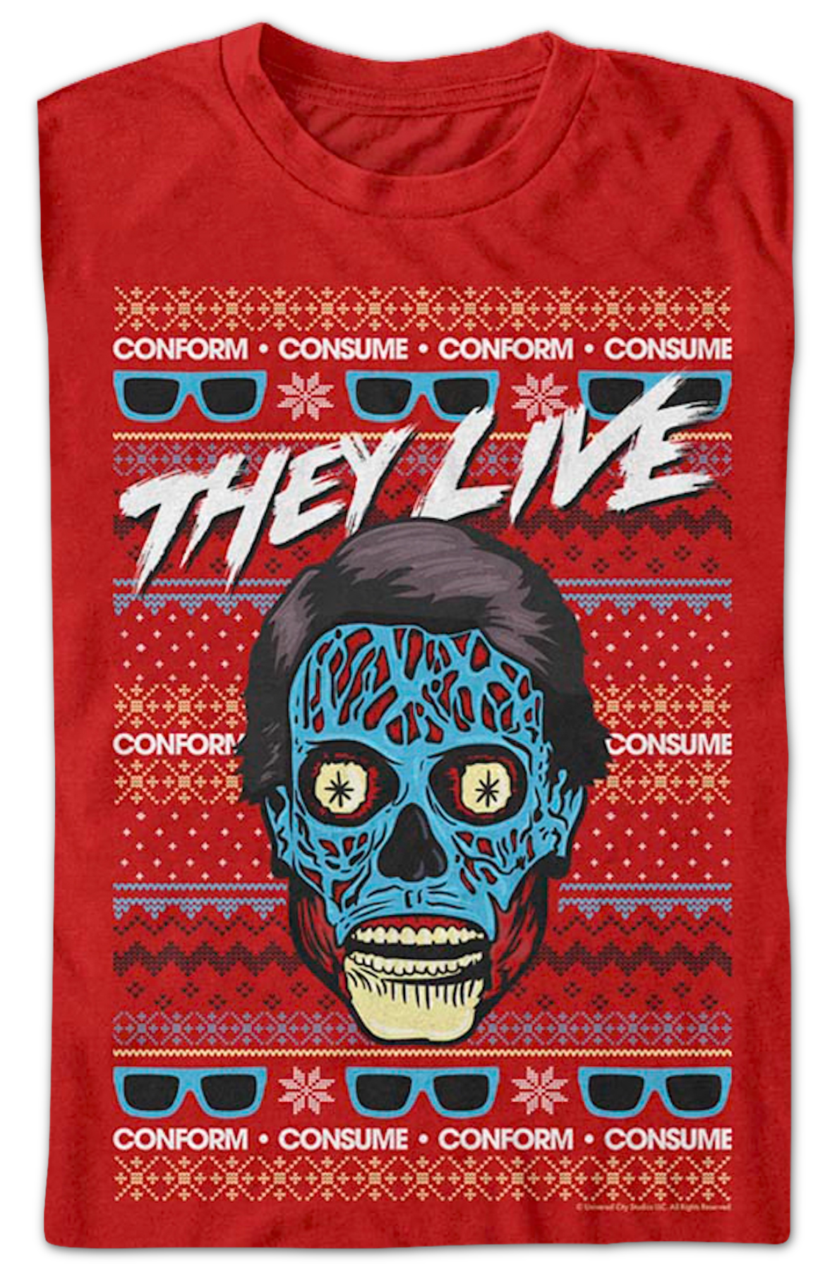Faux Ugly Christmas Sweater They Live T-Shirt