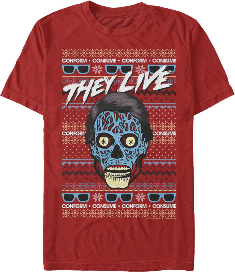Faux Ugly Christmas Sweater They Live T-Shirt