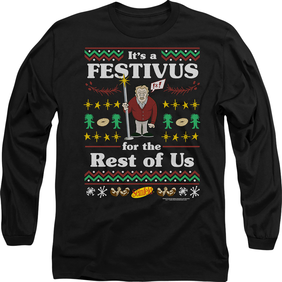 Faux Ugly Festivus Sweater Seinfeld Long Sleeve Shirt