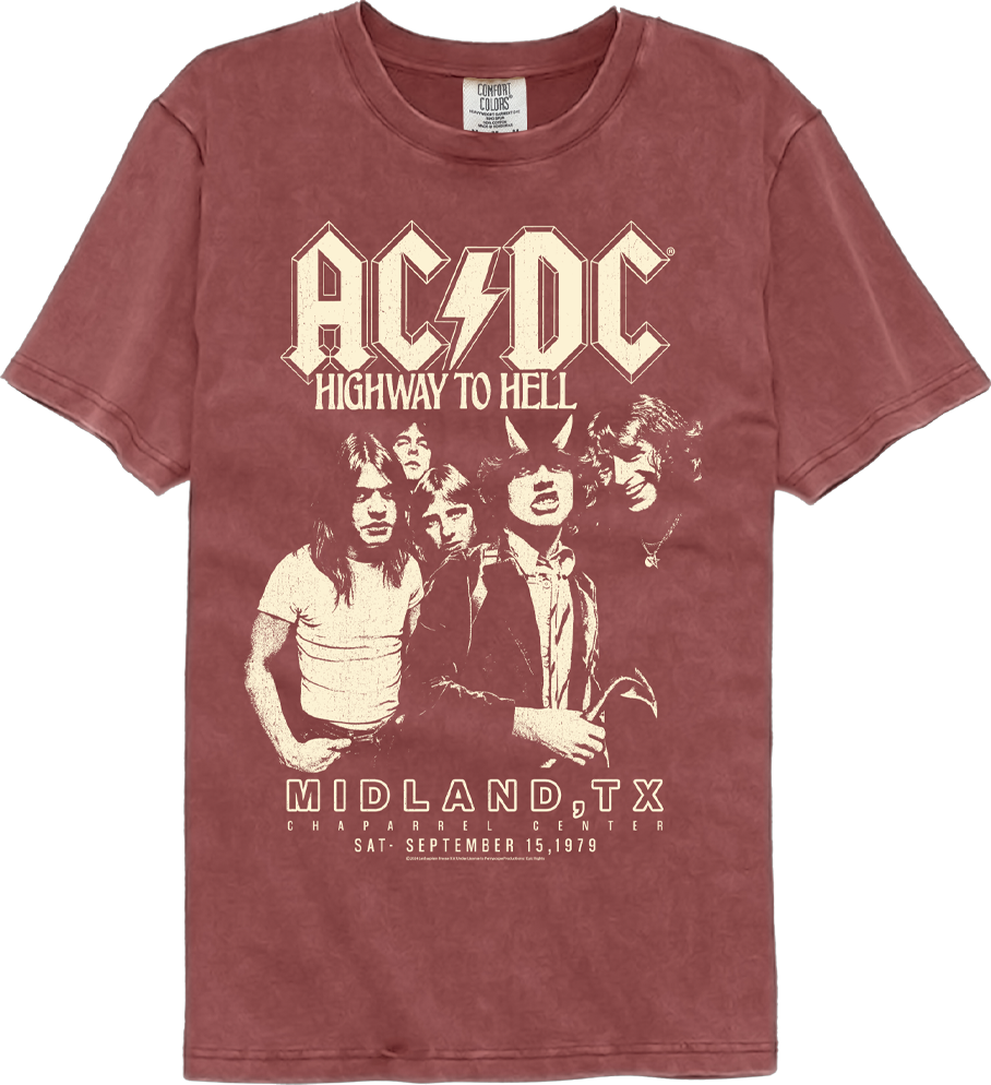 Highway To Hell Chaparrel Center ACDC Comfort Colors Brand T-Shirt