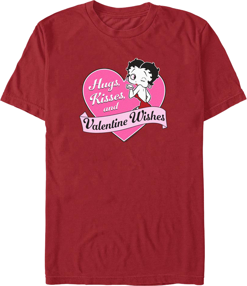 Hugs, Kisses, and Valentine Wishes Betty Boop T-Shirt