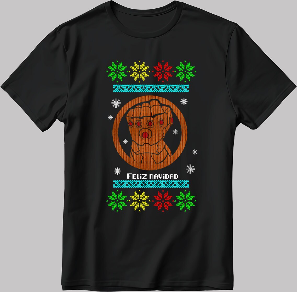 Christmas Poster Thanos Short Sleeve White-Black Men's / Women's T Shirt U341