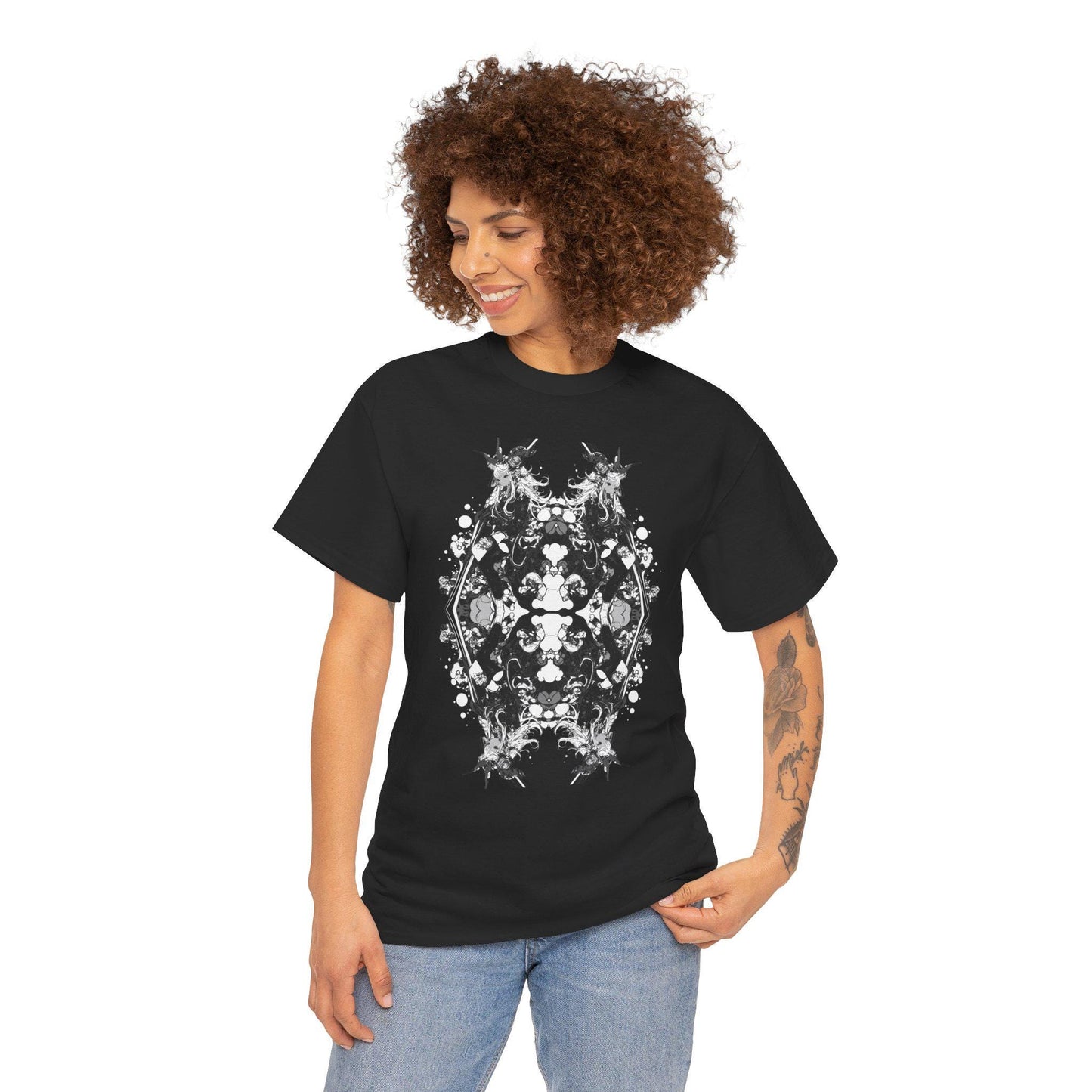 B&W Chrome Girl Kaleidoscope T | Graphic Tee | Streetwear | Graphic Tee | Casual Apparel | Streetwear Shirt | Trippy T Shirt | Unisex Tee
