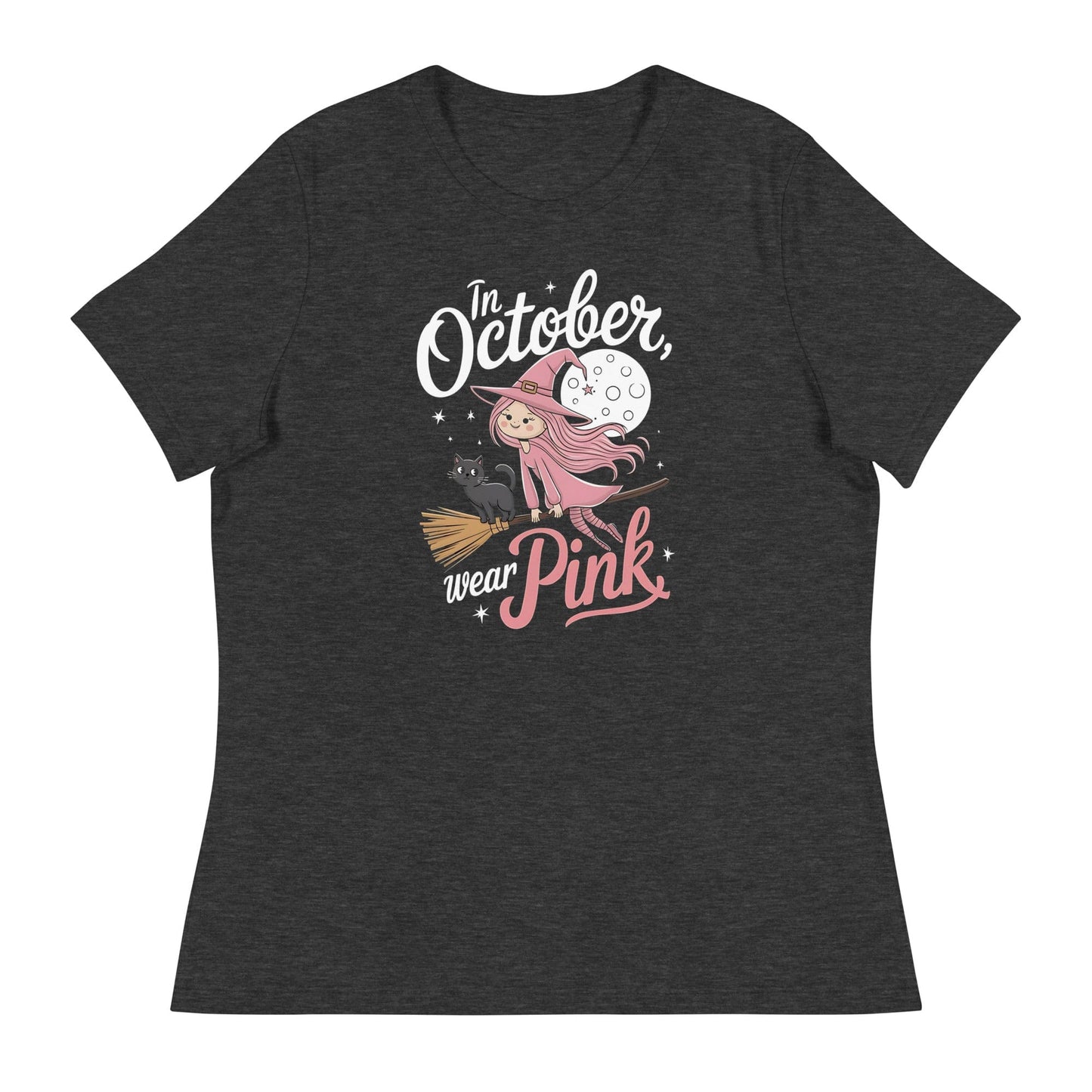 In October We Wear Pink Cute Witch Women's Relaxed T-Shirt