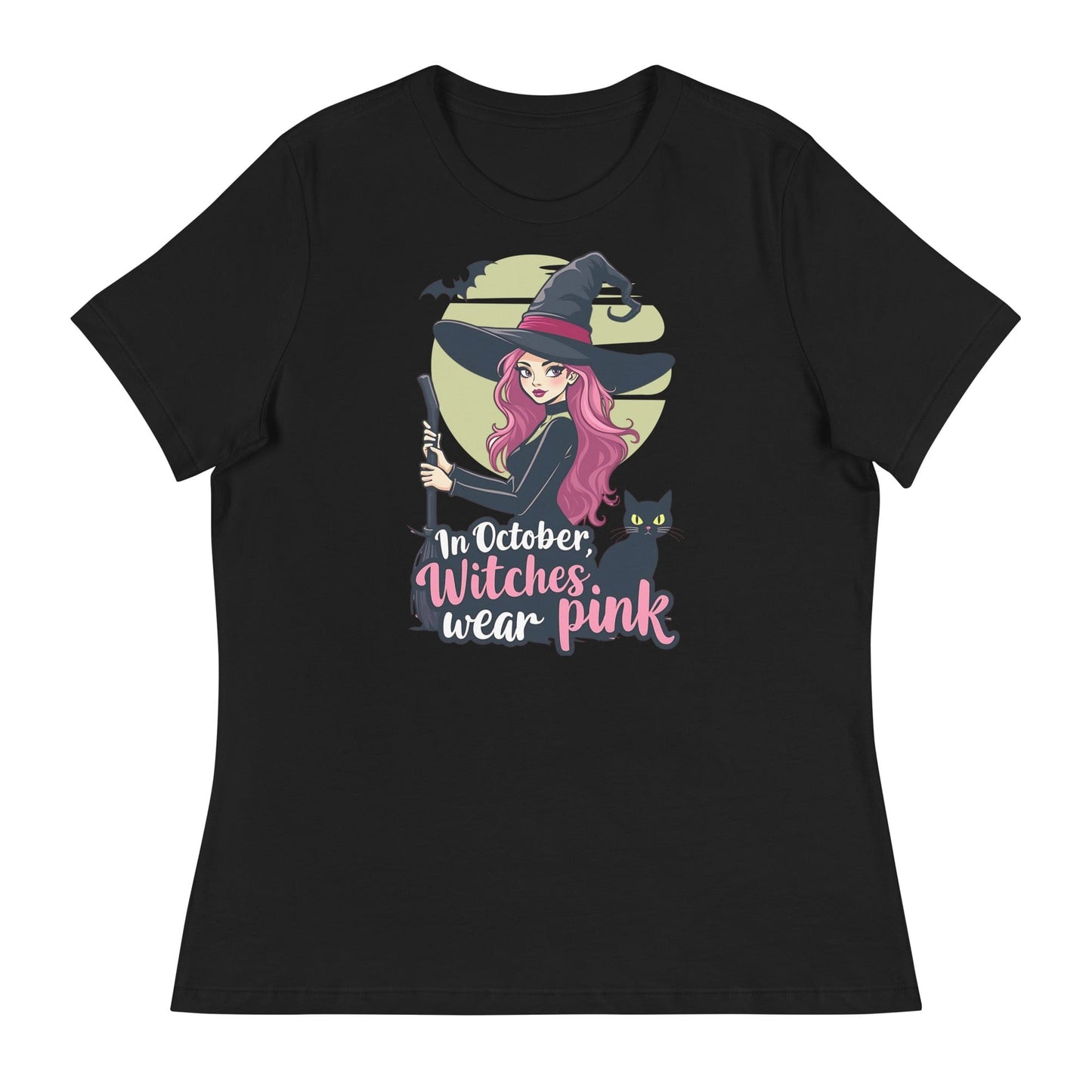 In October We Wear Pink Witch Women's Relaxed T-Shirt Breast Cancer Awareness