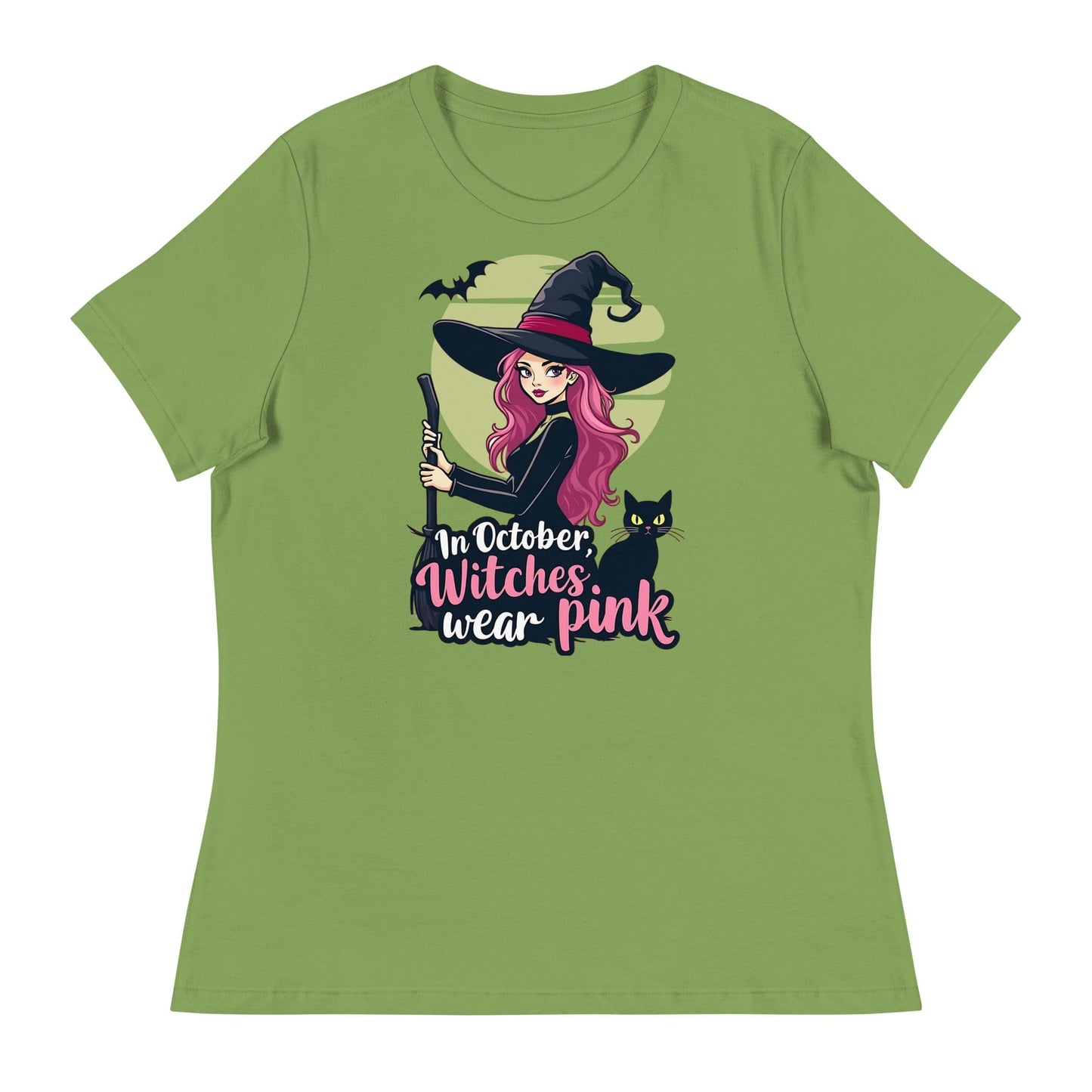 In October We Wear Pink Witch Women's Relaxed T-Shirt Breast Cancer Awareness