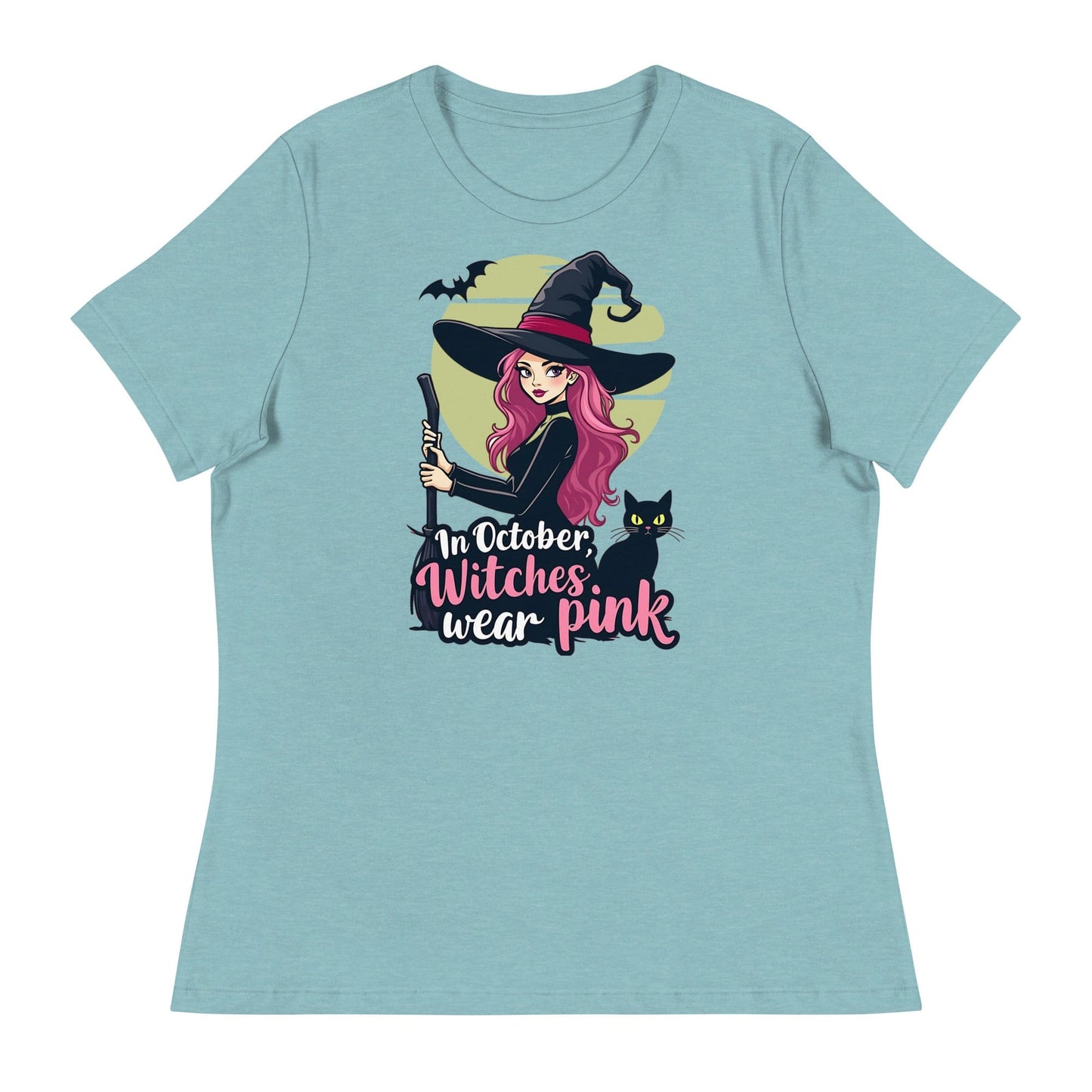 In October We Wear Pink Witch Women's Relaxed T-Shirt Breast Cancer Awareness