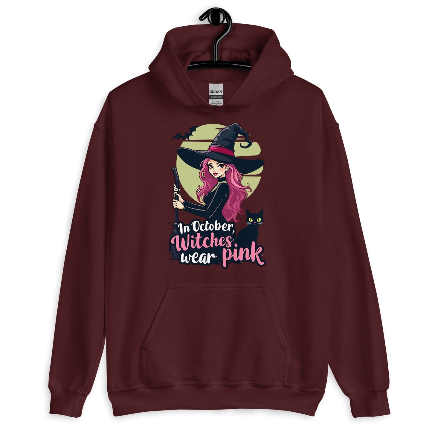 In October Witches Wear Pink Unisex Pullover Hoodie