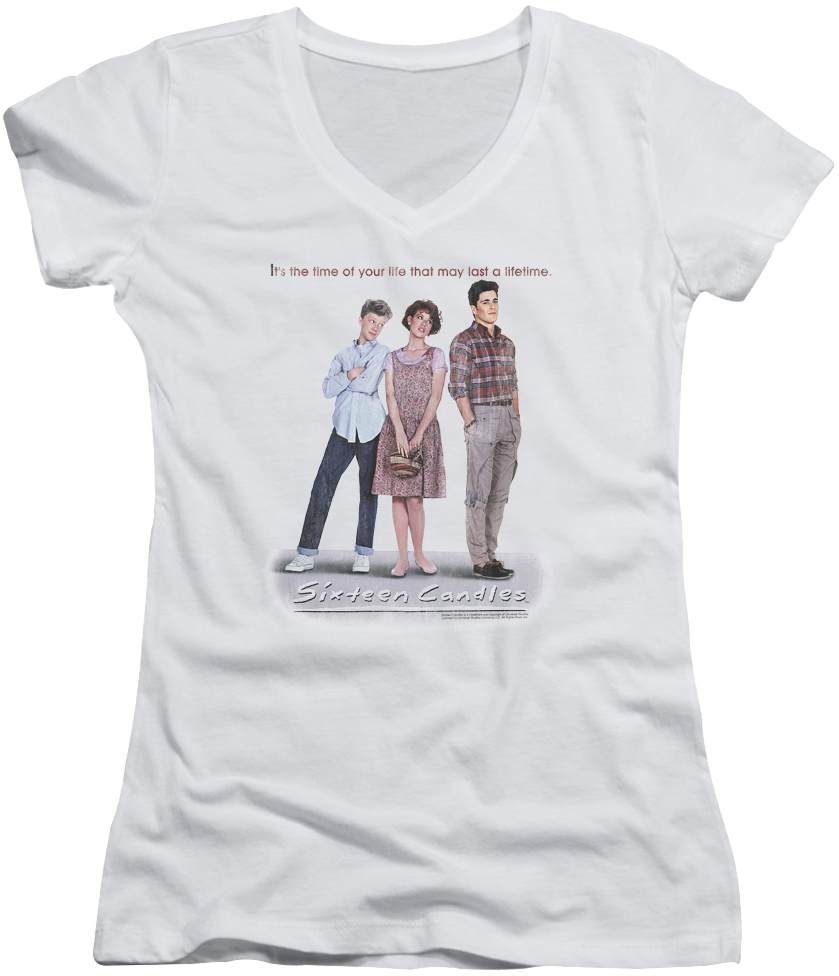 Ladies Poster Sixteen Candles V-Neck Shirt
