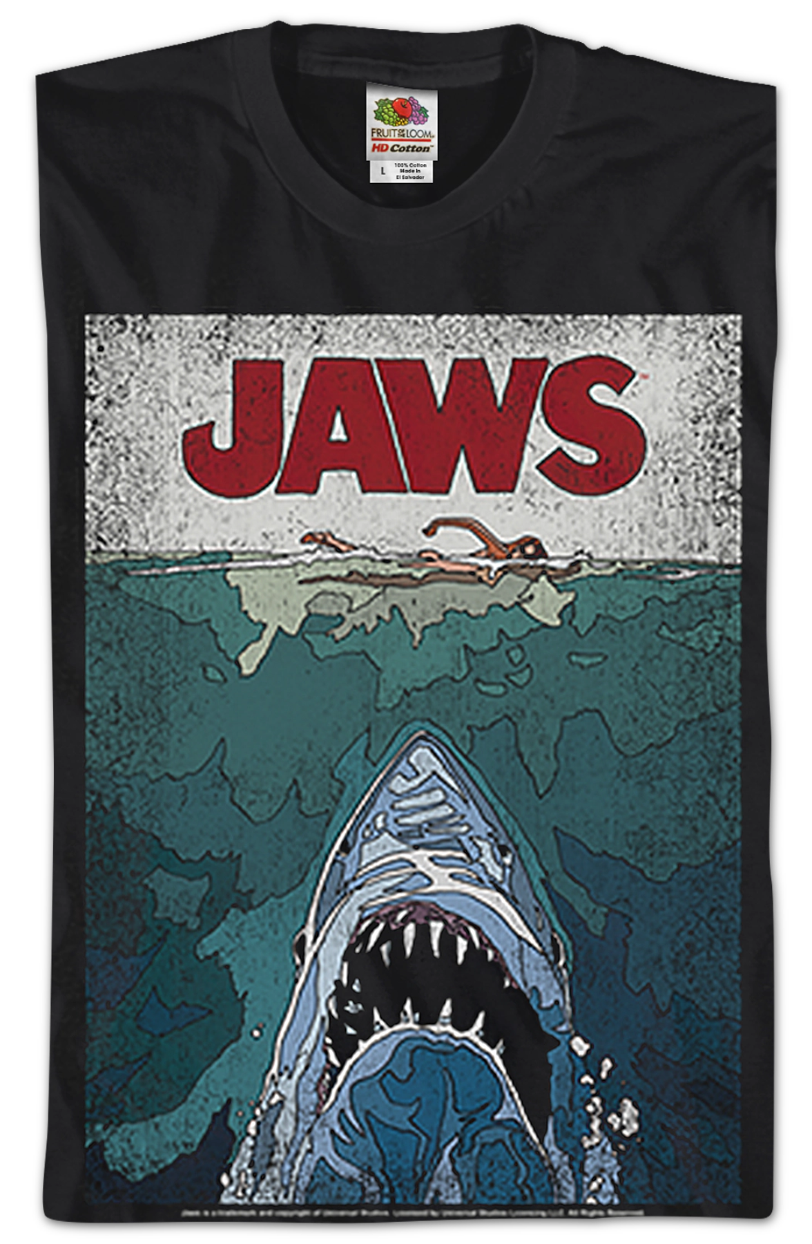 Lined Poster Jaws T-Shirt