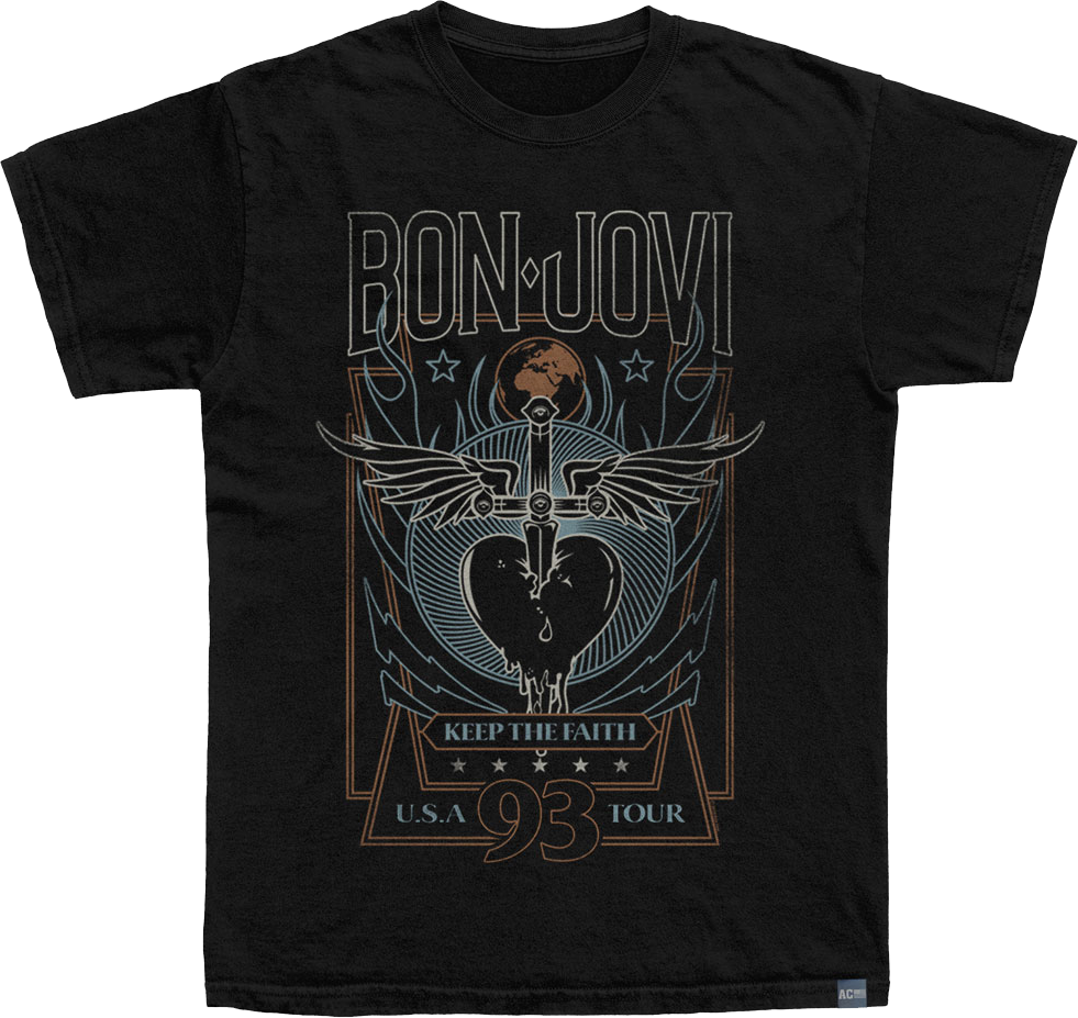 Made In USA Keep The Faith '93 Tour Bon Jovi T-Shirt