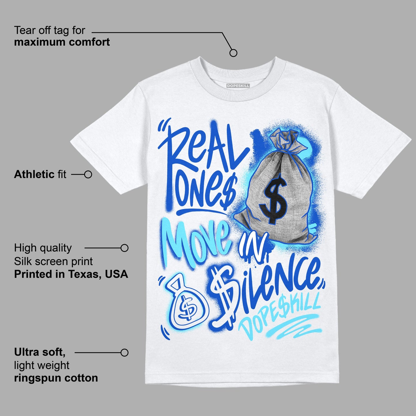 SB Dunk Argon DopeSkill T-Shirt Real Ones Move In Silence Graphic