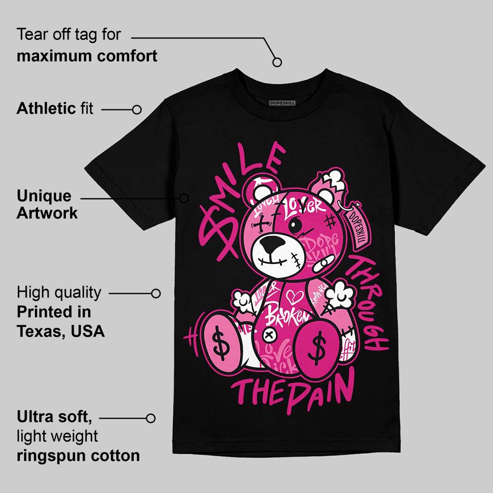 Rick RO Pink Leather Sneakers DopeSkill T-Shirt Smile Through The Pain Graphic