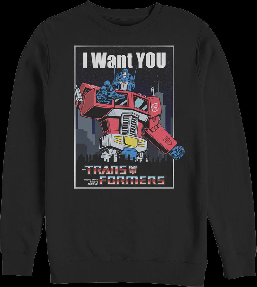 Optimus Prime I Want You Poster Transformers Sweatshirt