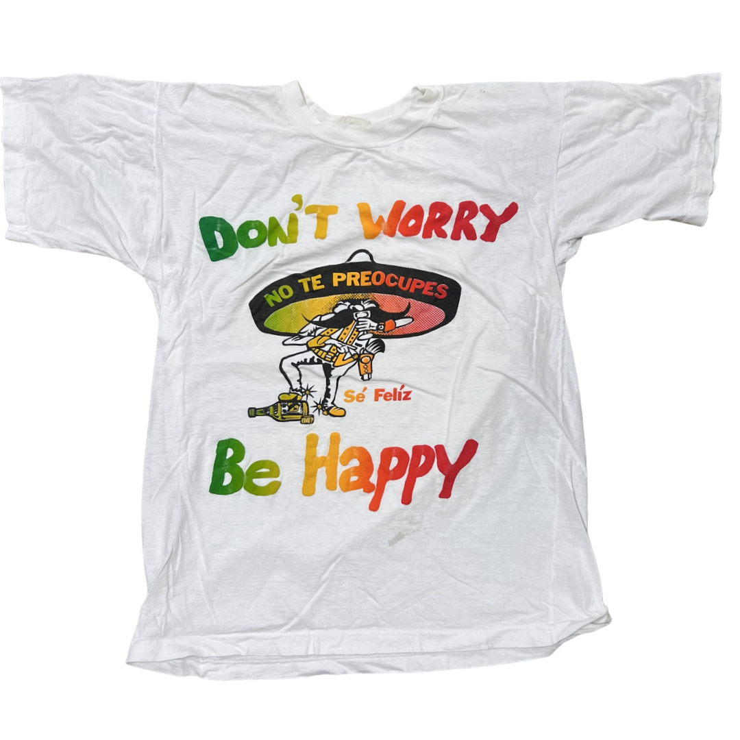 Vintage 80's Don't Worry Be Happy Tee (S)