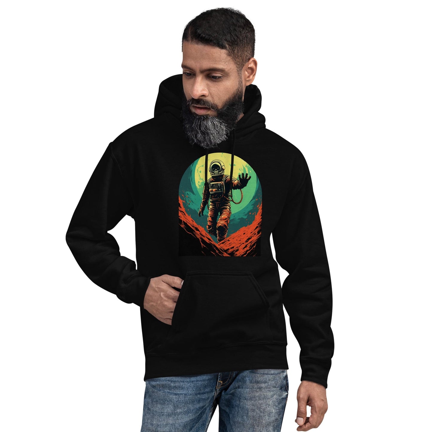 Skeleton Astronaut 50s Retro Sci Fi Horror Pullover Hoodie
