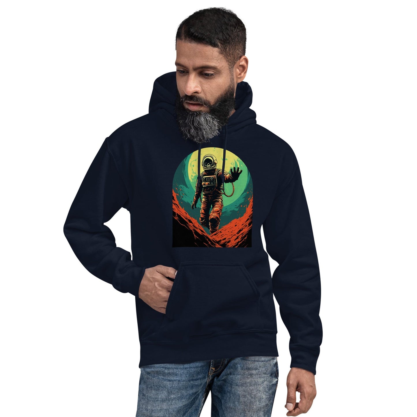 Skeleton Astronaut 50s Retro Sci Fi Horror Pullover Hoodie