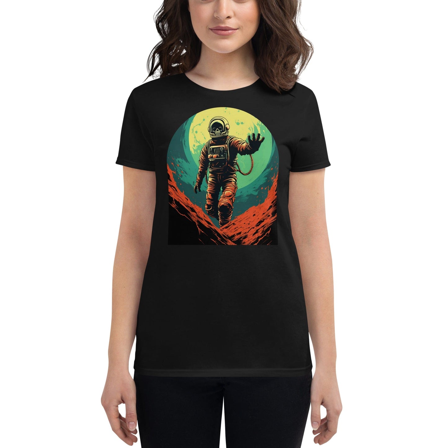 Skeleton Astronaut 50s Sci Fi Horror Women's Premium T-Shirt