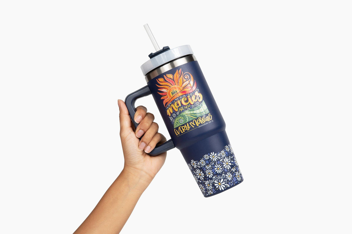 His Mercies are New Sunrise Stainless Steel 30oz Tumbler With Handle