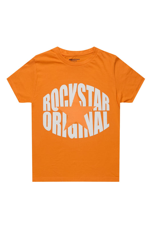 Boys Ezra Orange/White Graphic T-Shirt