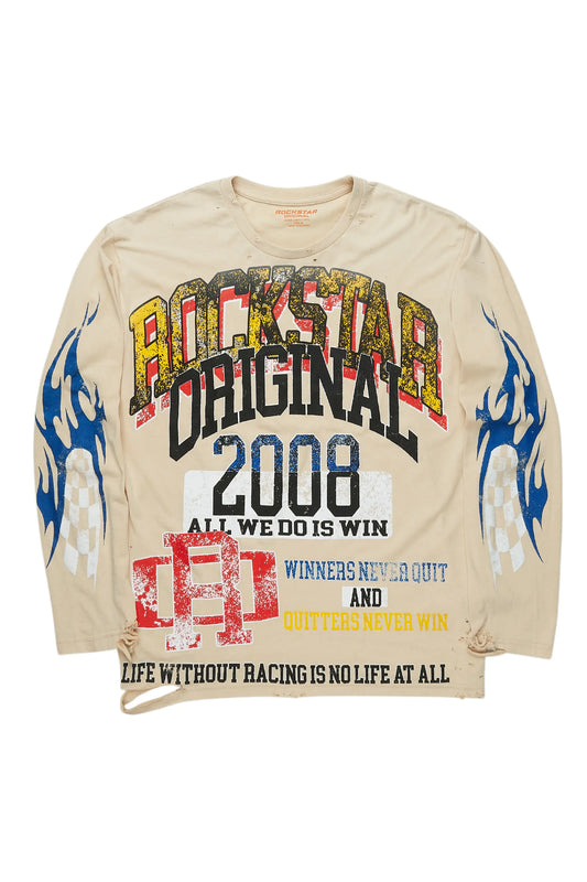 Colorful Race Vintage Sand Long Sleeve Graphic T-Shirt